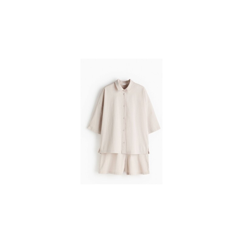 H&M - Pyžamo z bavlněné tkaniny seersucker - Světle Béžová