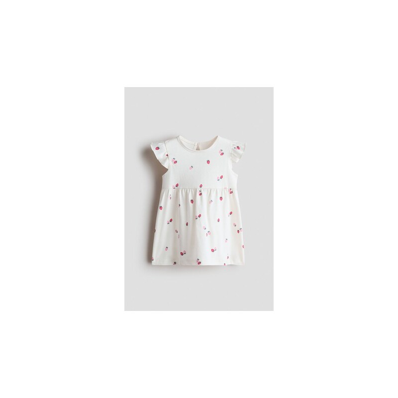 H&M - Bavlněné šaty - Bílá/Jahody