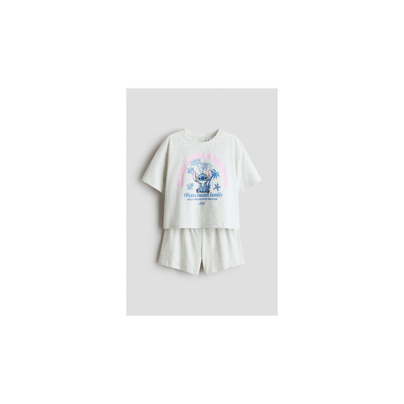 H&M - Bavlněné pyžamos potiskem - Světle Šedá/Lilo & Stitch
