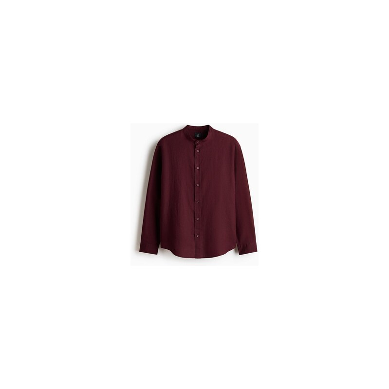 H&M - Košile z lněné směsi Relaxed Fit - Vínová