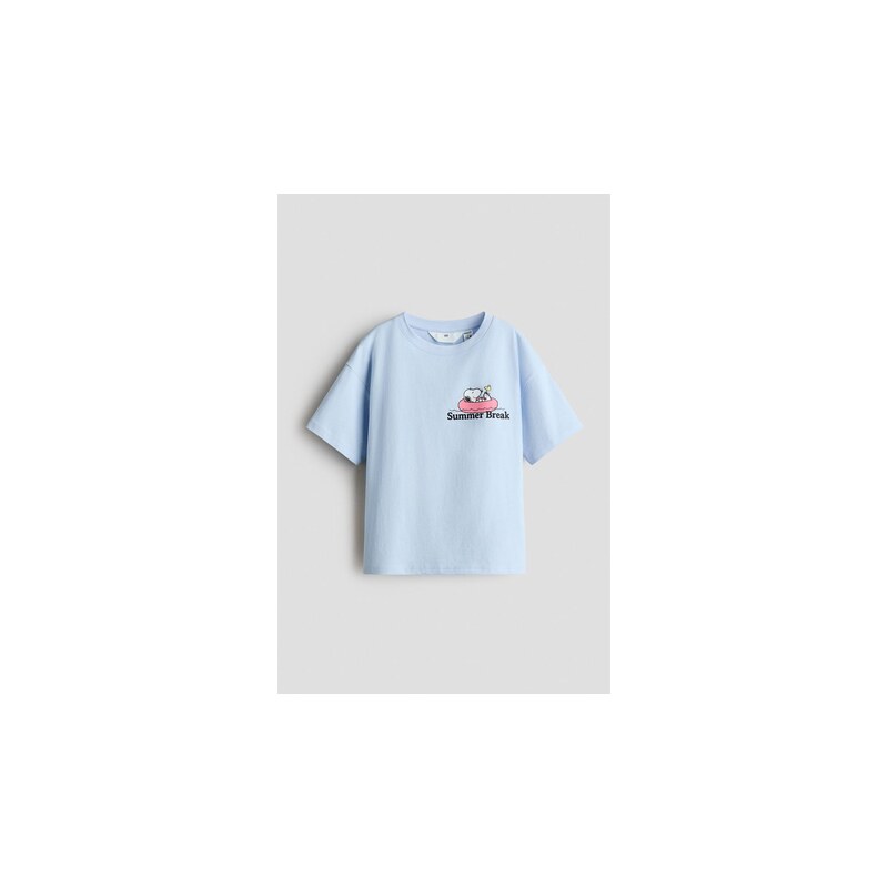 H&M - Bavlněné tričkos potiskem - Bleděmodrá/Snoopy