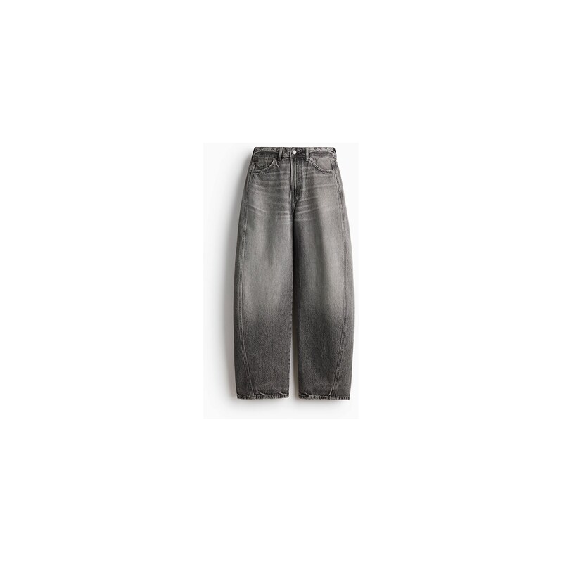 H&M - Barrel High Waist Jeans - Šedý Denim