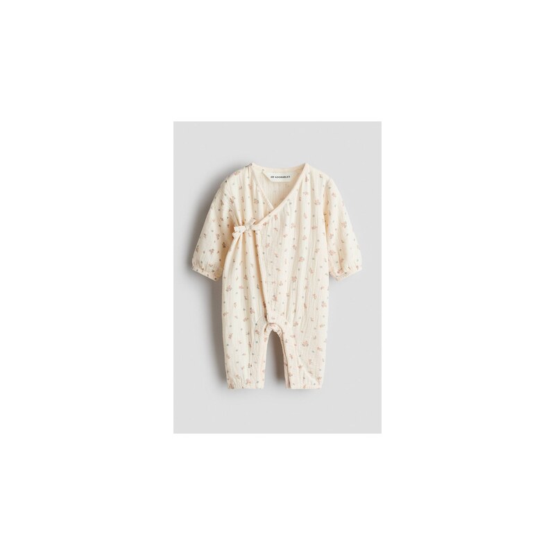 H&M - Overal z bavlněného mušelínu - Bílá/Květiny
