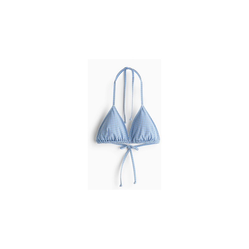 H&M - Vyztužená bikinová podprsenka - Bleděmodrá/Kostka