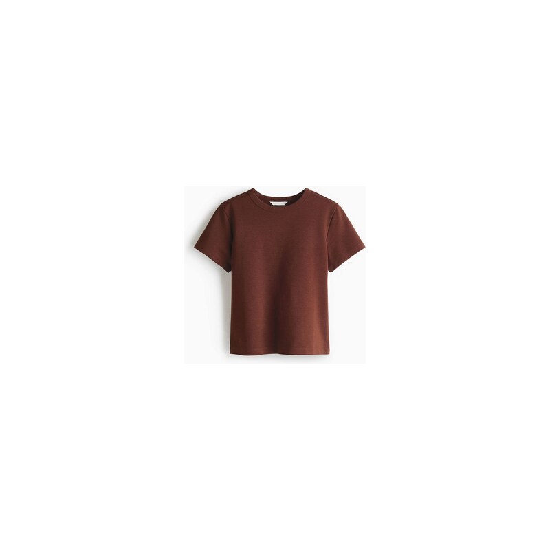 H&M - Bavlněné tričko - Hnědá