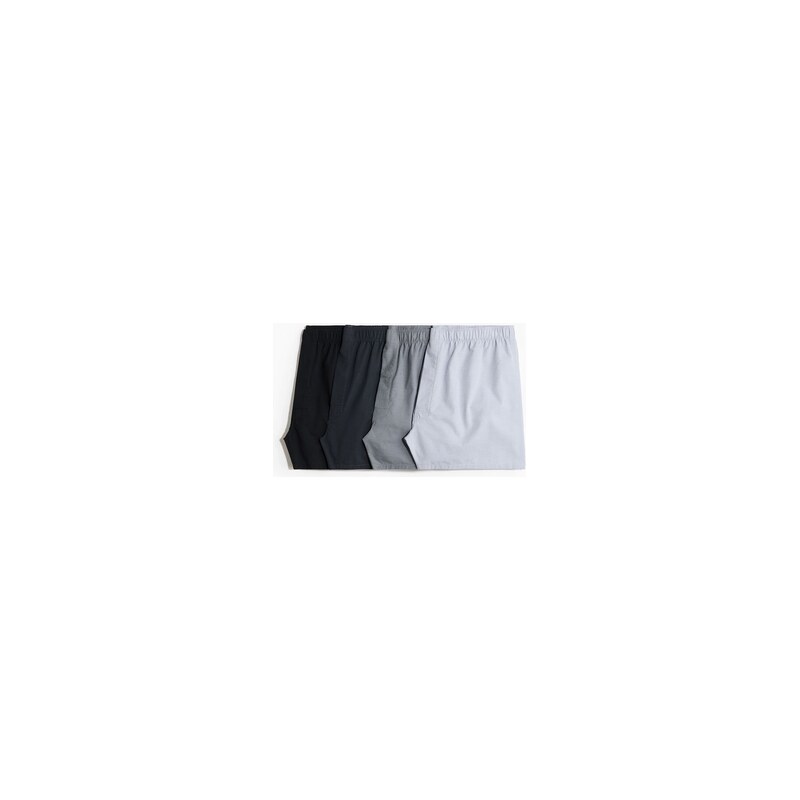 H&M - Boxerky z tkaniny 4 kusy - Šedá/Černá