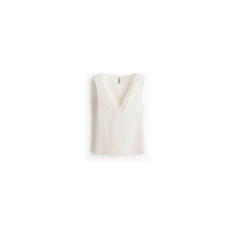 H&M - Tops krajkovým lemem - Krémová