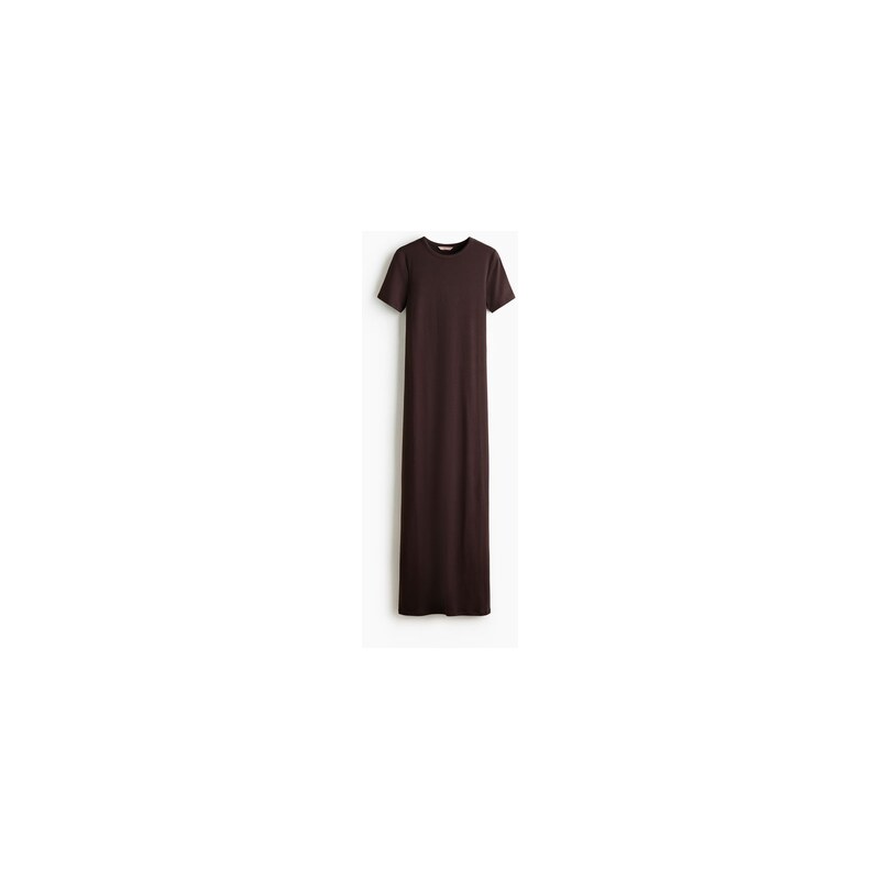 H&M - Dlouhé tričkové šaty - Tmavě Hnědá