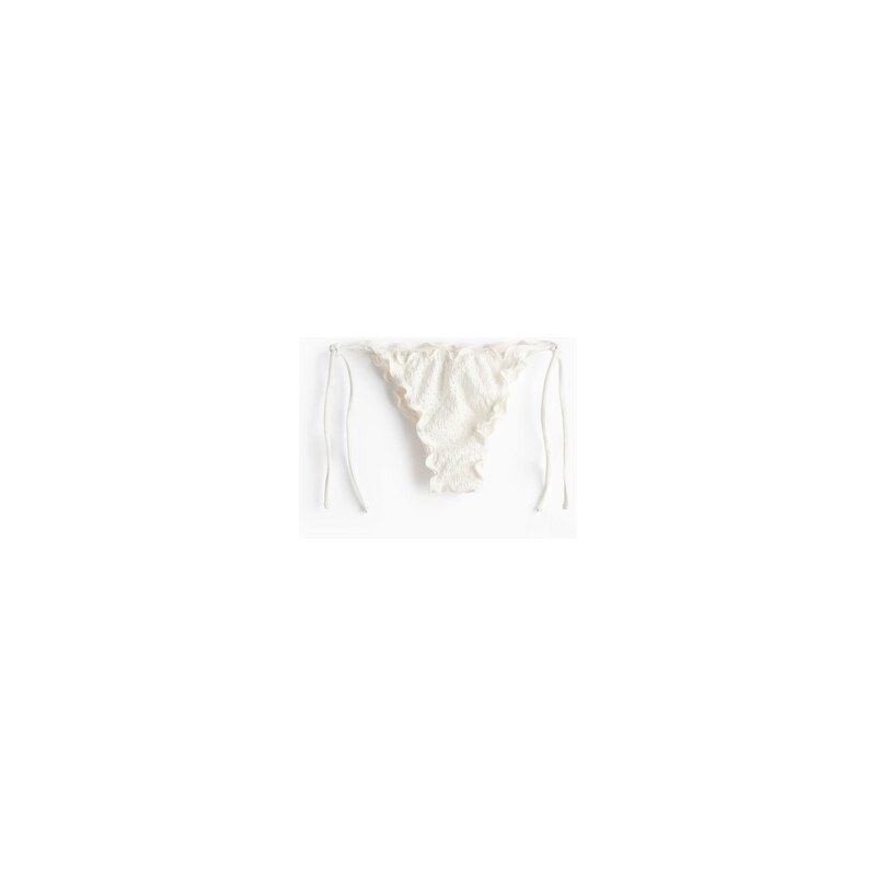 H&M - Zavazovací bikinové kalhotky Cheeky Tanga - Krémová