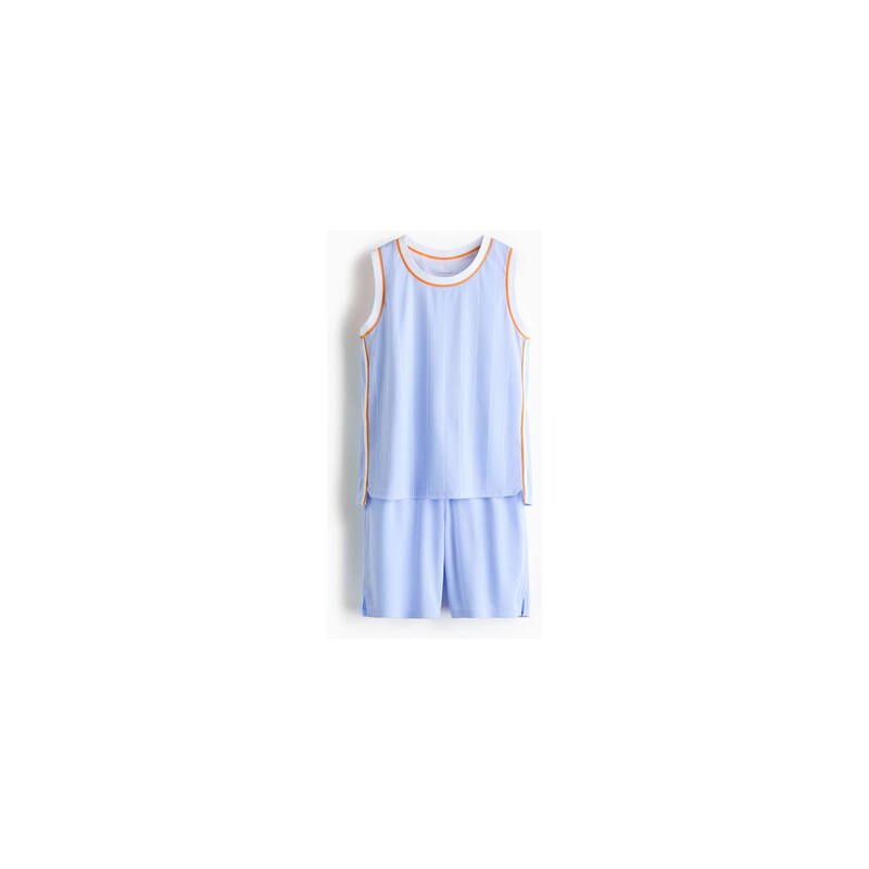 H&M - Dvoudílná sportovní souprava DryMove - Bleděmodrá/Proužky