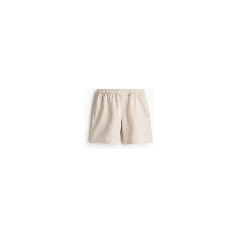 H&M - Lněné šortky Relaxed Fit - Světle Béžová