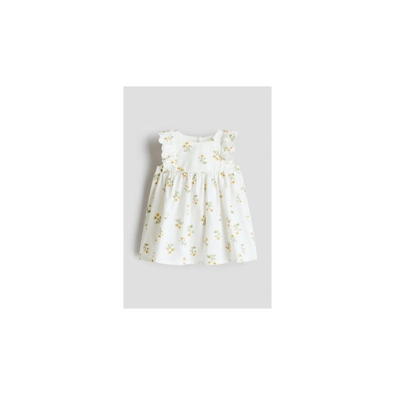 H&M - Bavlněné šaty - Bílá/Květiny