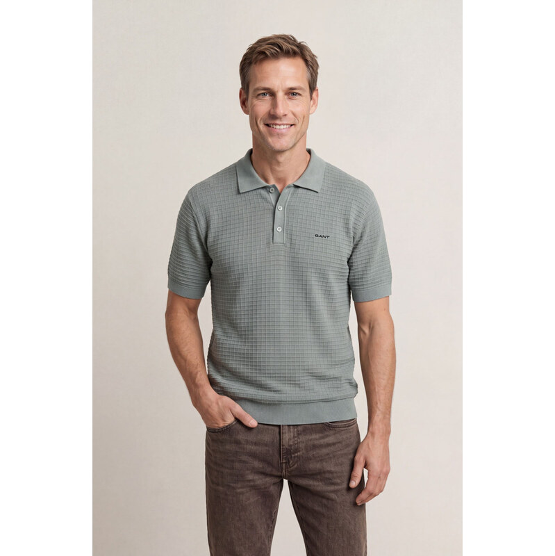 SVETR GANT COTTON TEXTURE POLO SURPLUS MINT
