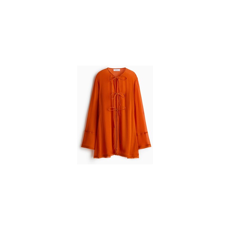 H&M - Lehounká halenkas předním zavazováním - Oranžová