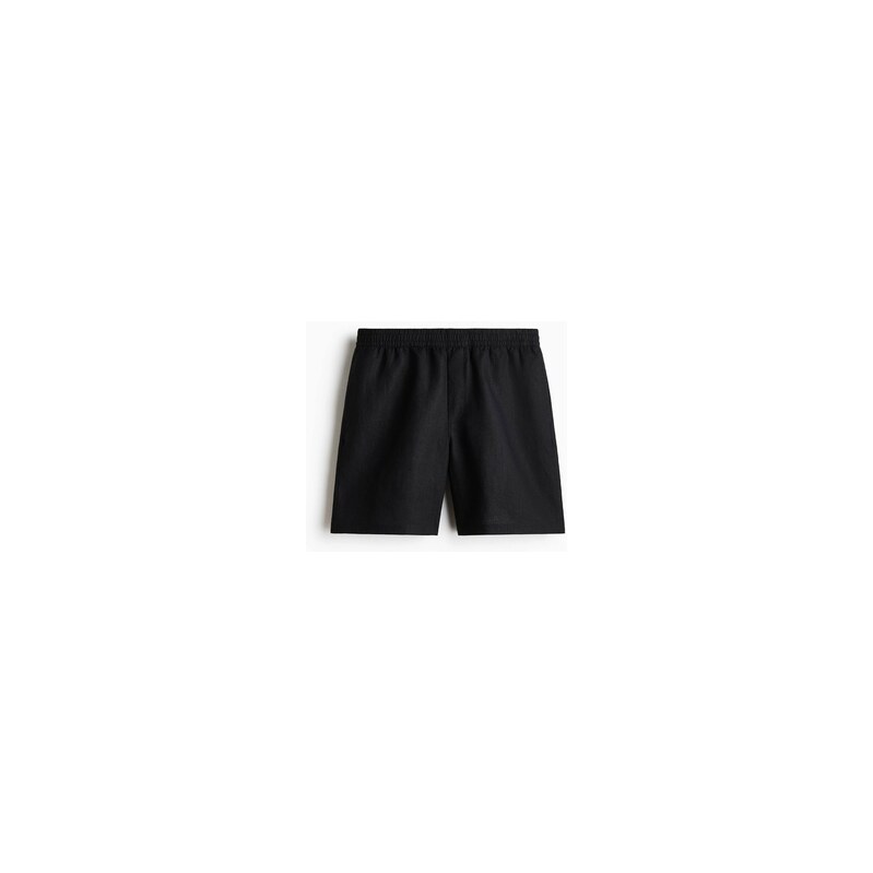 H&M - Lněné šortky Relaxed Fit - Černá