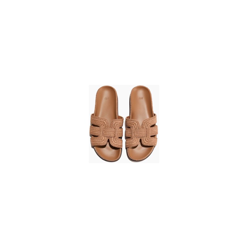 H&M - Sandály ze splétané slámy - Tmavě Béžová