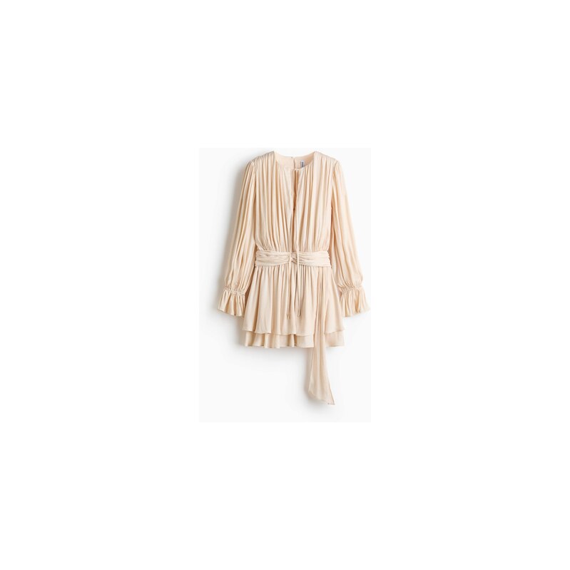 H&M - Řasené šatys uzlem - Světle Béžová