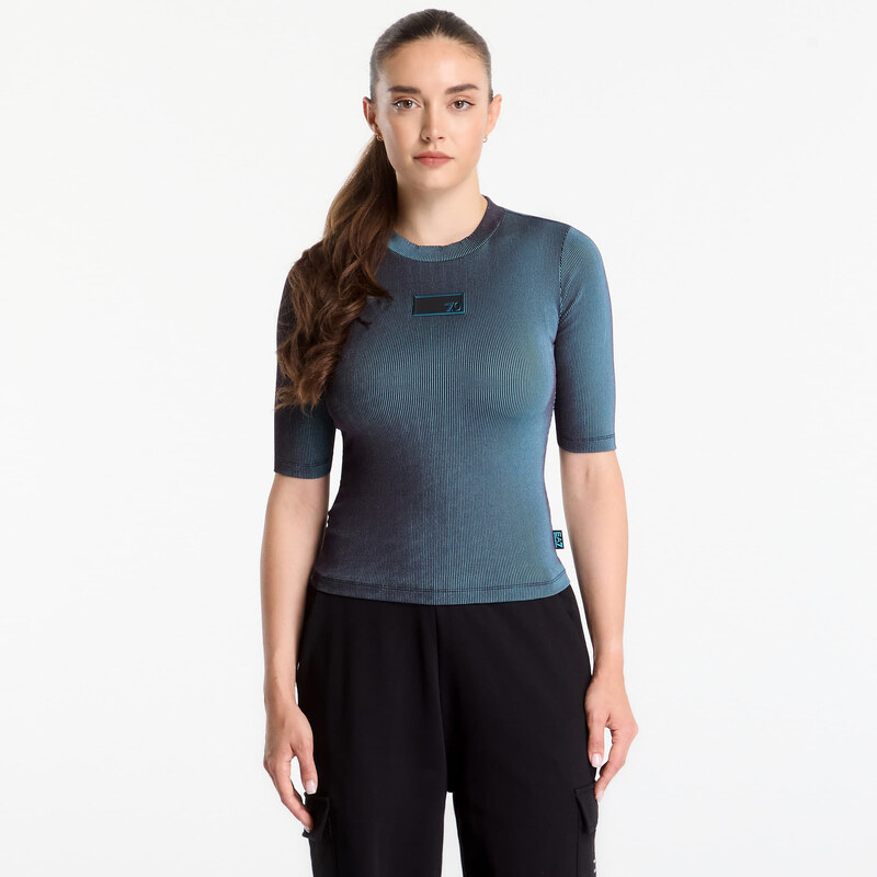 Tričko EA7 Emporio Armani T-Shirt Fancy Ribs Black / Mysterioso