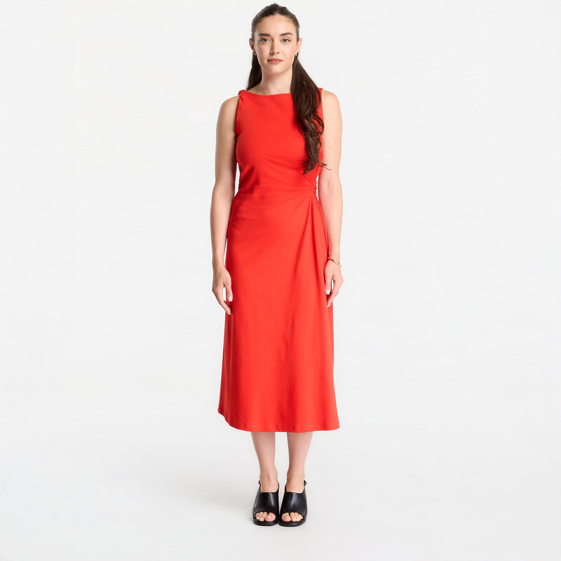 Šaty Tommy Hilfiger Interlock Knot Detail Dress Fire Red S