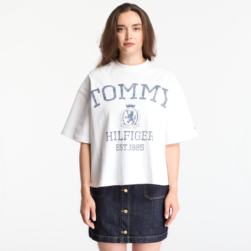 Tričko Tommy Hilfiger Varsity Crest Rlx Ss T-Shirt Ecru M