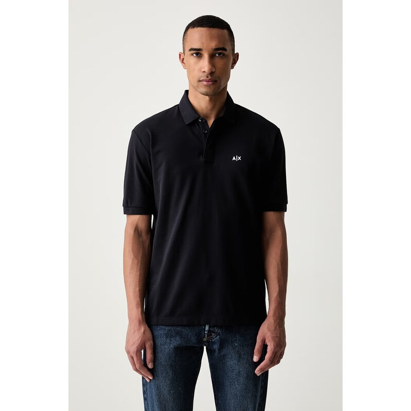 Armani Exchange polo pánské bavlněné s elastanem