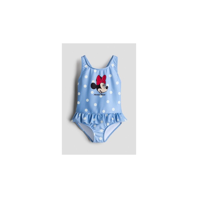 H&M - Jednodílné plavkys potiskem - Bleděmodrá/Myška Minnie