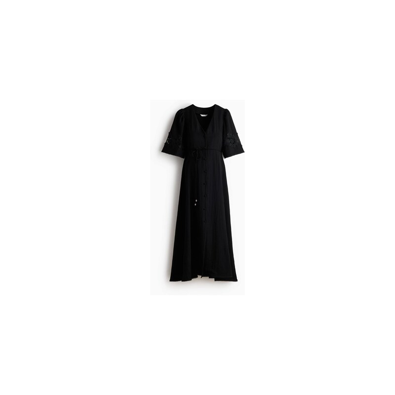 H&M - MAMA Šaty z mačkané madeiry - Černá