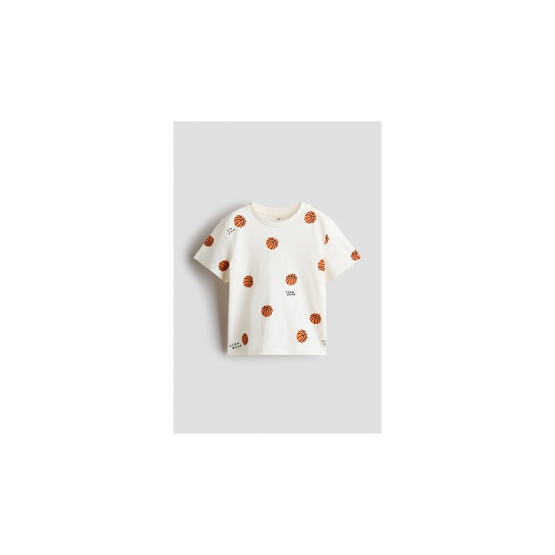 H&M - Tričkos potiskem - Slonovinová/Basketbalové Míče