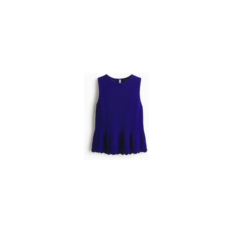 H&M - Top peplum z ažurového úpletu - Jasně Modrá