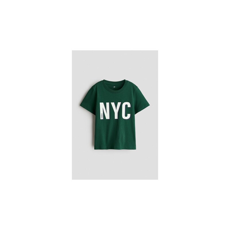 H&M - Tričkos potiskem - Tmavě Zelená/Nyc