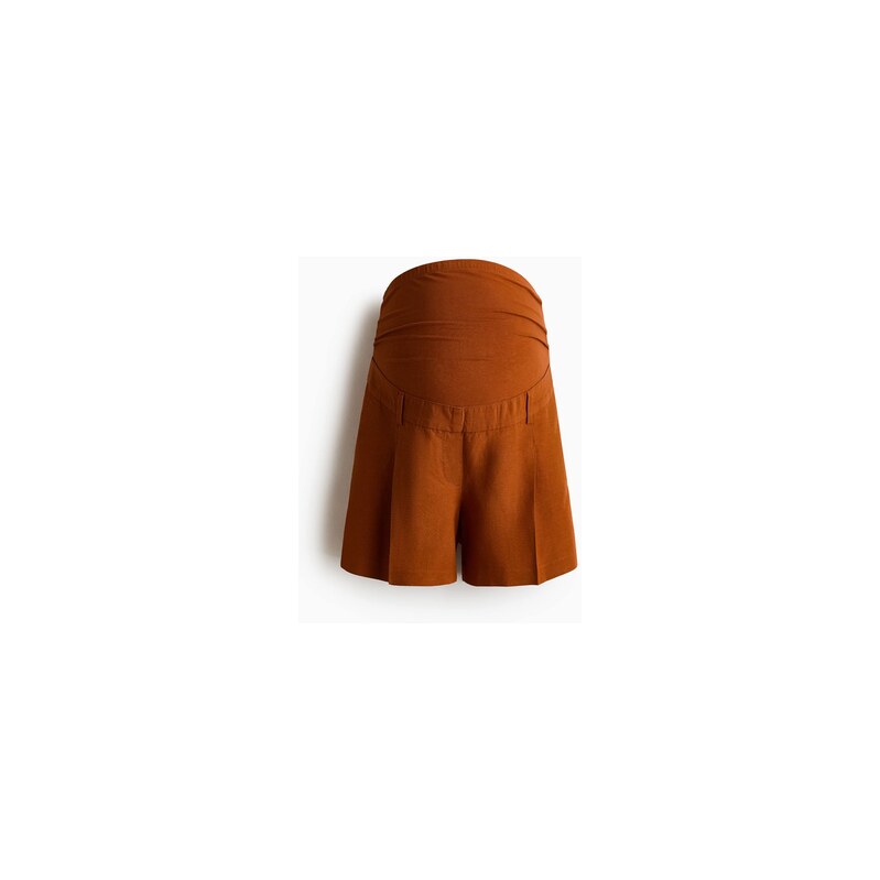H&M - MAMA Šortky z lněné směsi - Temně Oranžová