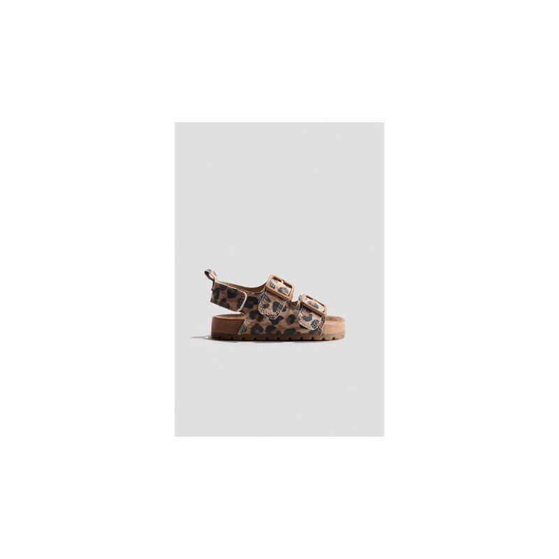 H&M - Sandálys přezkami - Béžová/Leopardí Potisk