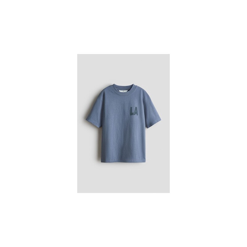 H&M - Tričkos potiskem Loose Fit - Ocelová Modř/La