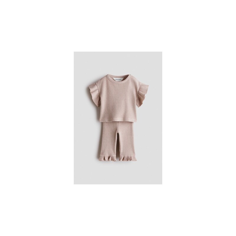H&M - Dvoudílná bavlněná soupravas vaflovou texturou - Světle