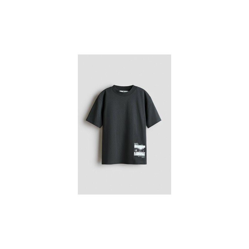 H&M - Tričkos potiskem Loose Fit - Tmavě Šedá/Non-Stop