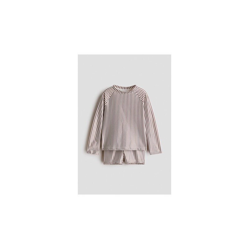 H&M - Plavková soupravas potiskem - Hnědá/Proužky