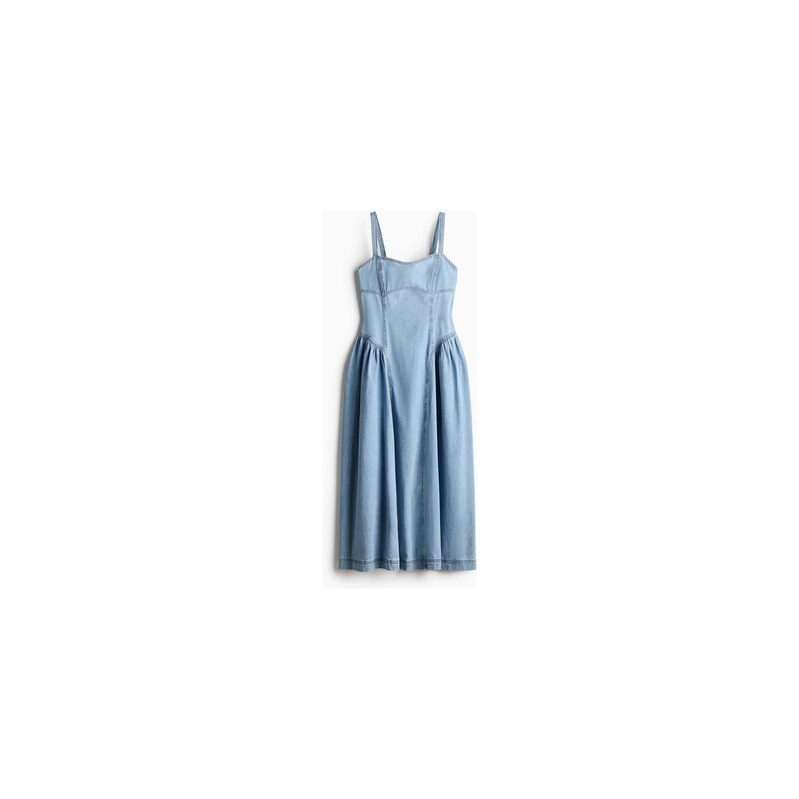 H&M - Džínové šatys rozšířenou sukní - Světlý Denim Blue