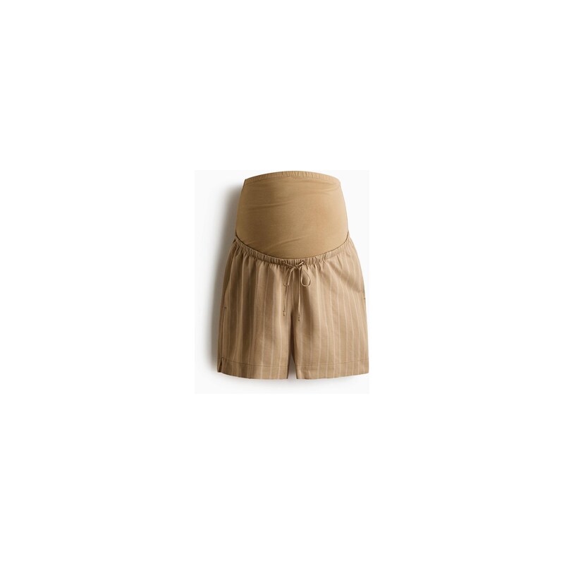 H&M - MAMA Šortky z lněné směsi - Béžová/Proužky