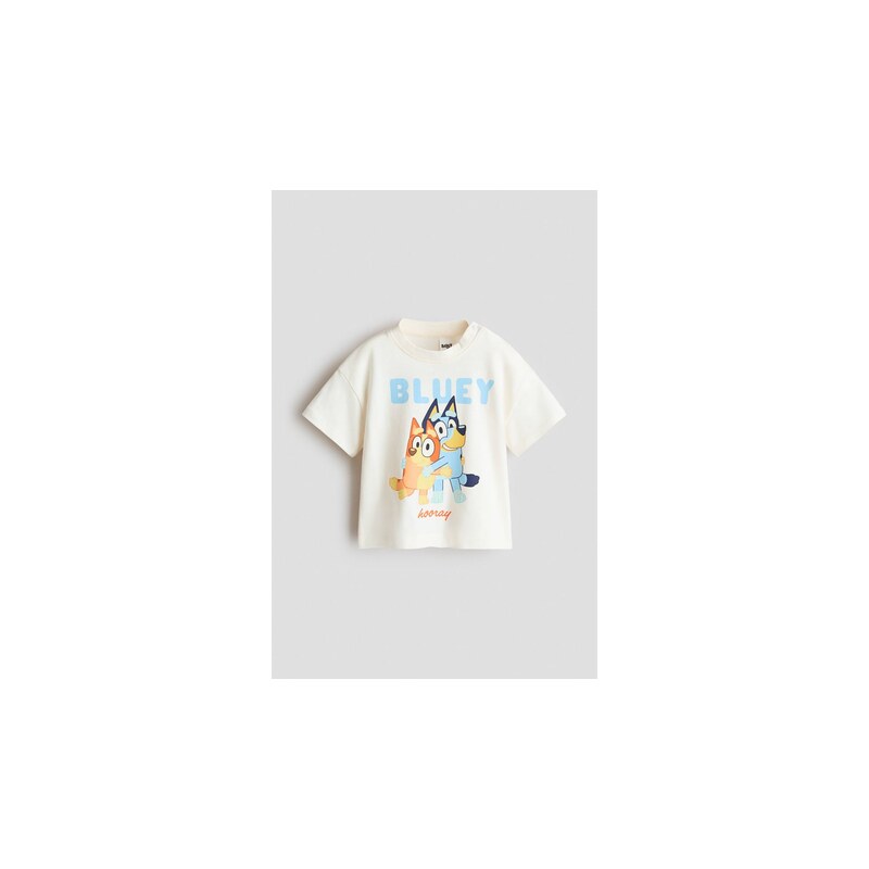 H&M - Bavlněné tričkos potiskem - Bílá/Bluey
