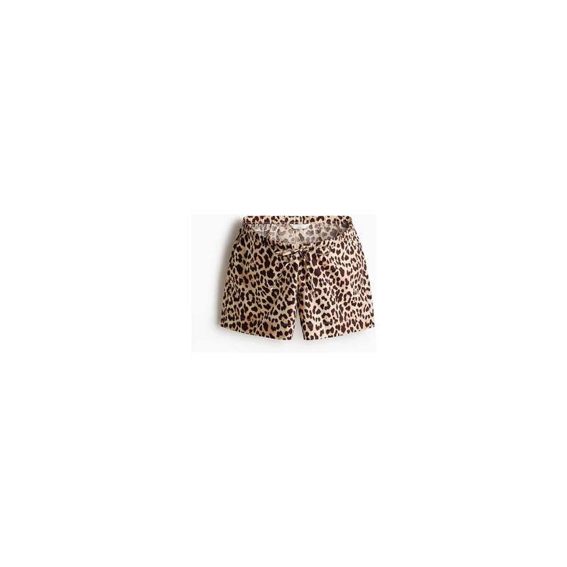H&M - MAMA Šortky se stahovací šňůrkou - Béžová/Leopardí Potisk