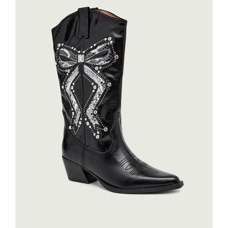 Kurt Geiger Kožené kovbojské boty Rodeo Bow