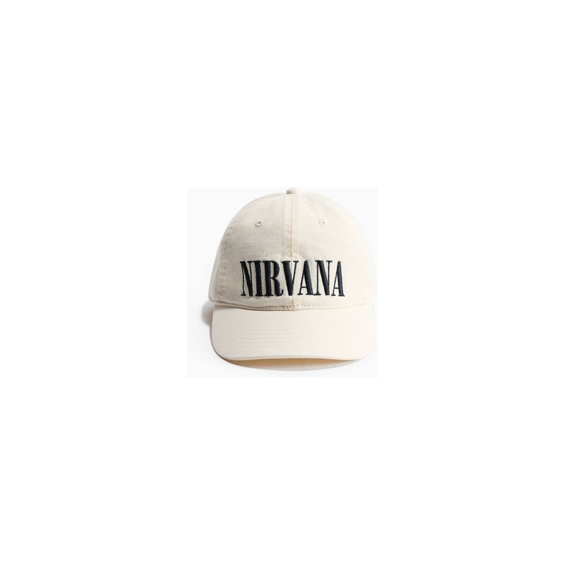 H&M - Kšiltovka z bavlněného keprus motivem - Bílá/Nirvana