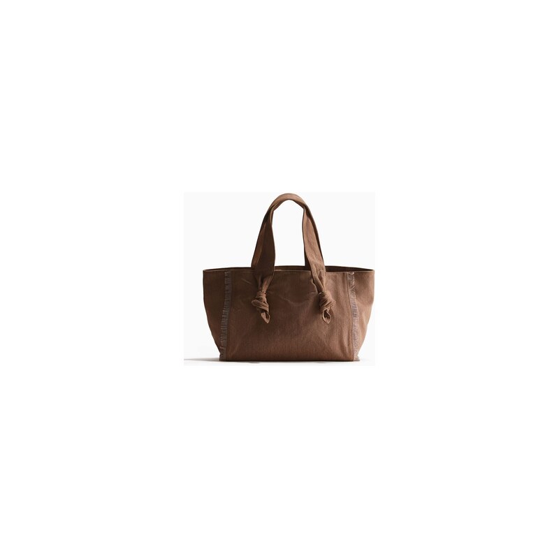H&M - Taška tote bags uzly - Tmavá Hnědošedá