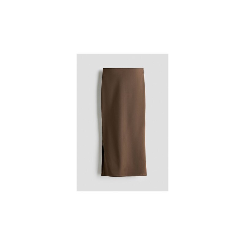H&M - Žebrovaná sukně midi Cooling Slim Fit - Středně Hnědá