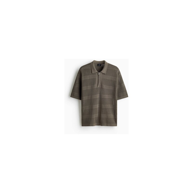 H&M - Tops límečkem z dírkovaného úpletu Relaxed Fit - Tmavá