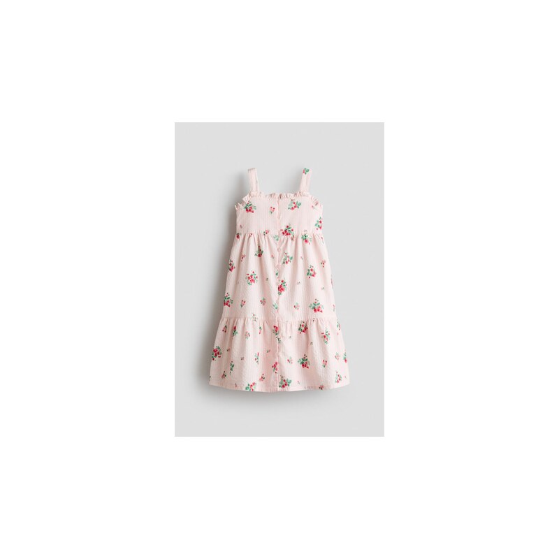 H&M - Bavlněné šatys nabíranými volány - Světle Růžová/Květy