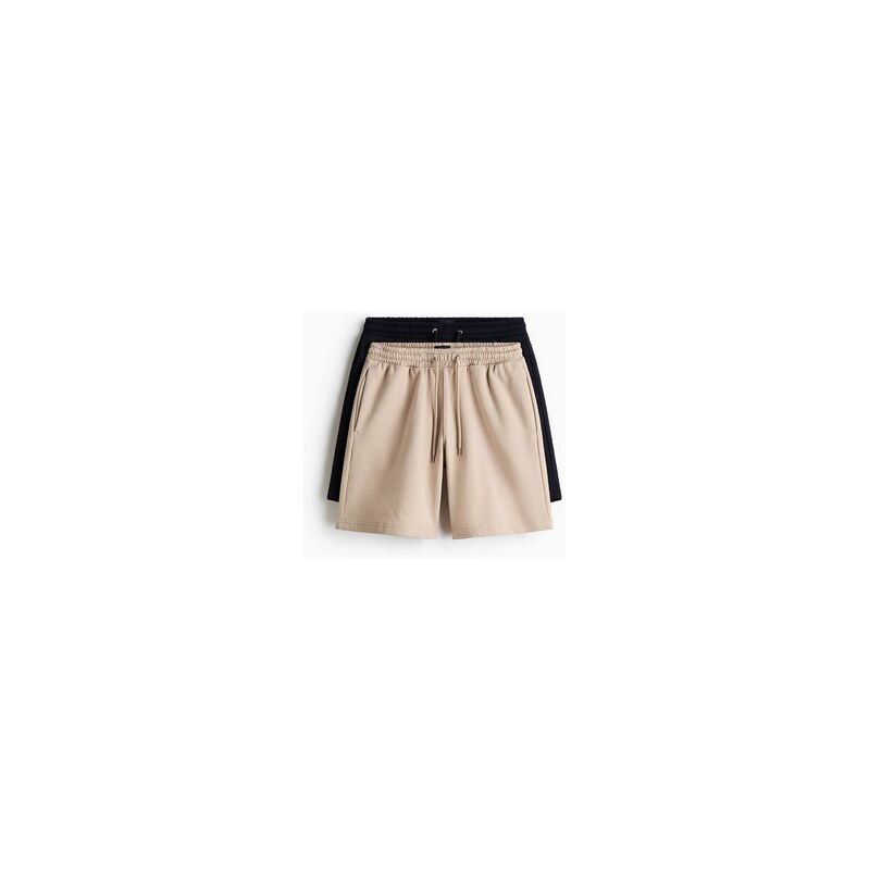 H&M - Šortky Regular Fit 2 kusy - Světle Béžová/Černá