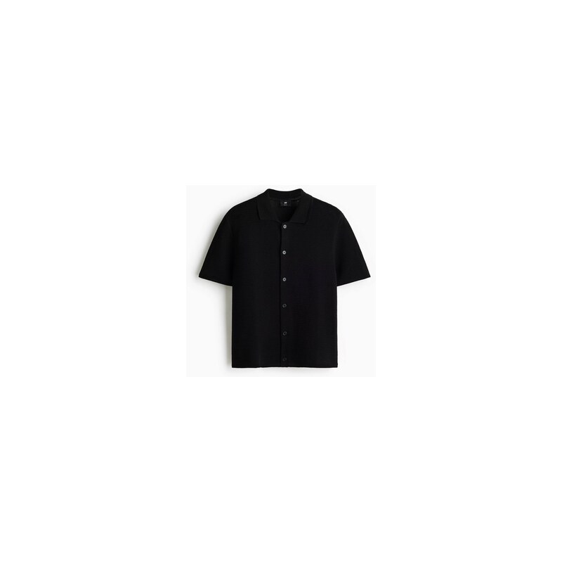 H&M - Košile z dírkovaného úpletu Regular Fit - Černá