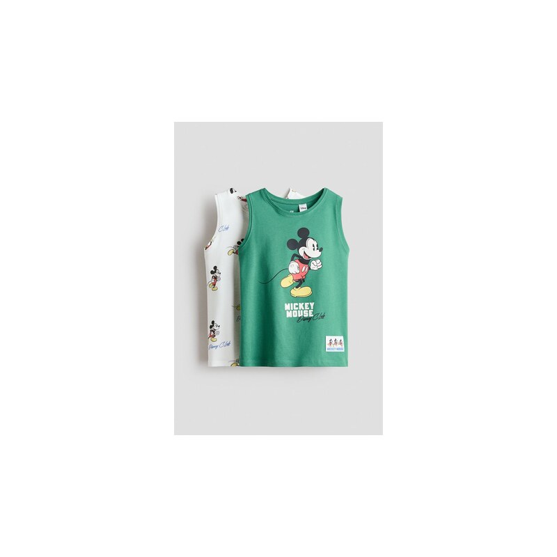 H&M - Bavlněné tílkos potiskem 2 kusy - Zelená/Myšák Mickey