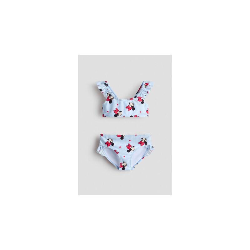 H&M - Volánkové bikinys potiskem - Bleděmodrá/Myška Minnie